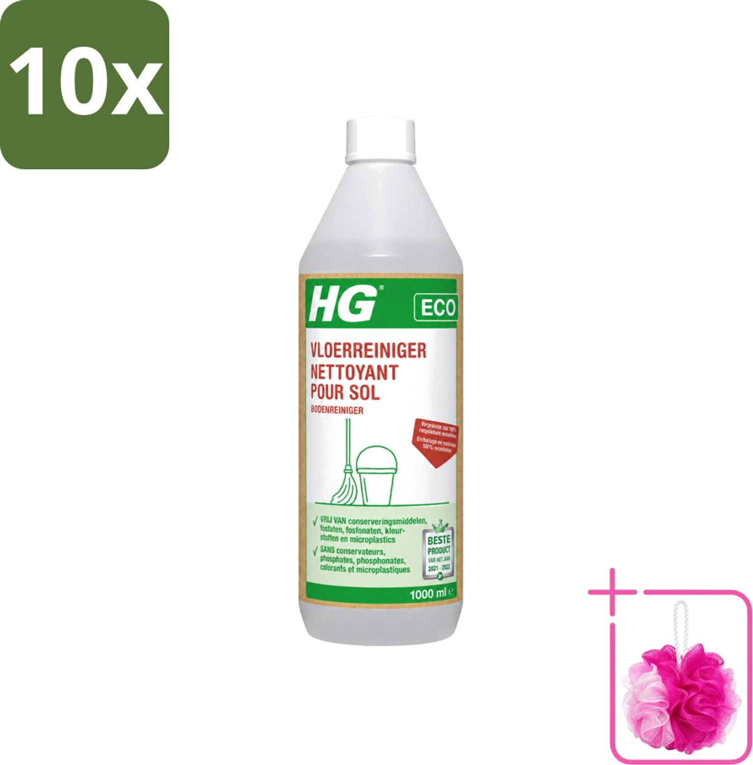 10 x HG - Eco Vloerreiniger - Milieuvriendelijke Reiniging - 1L - Bulkverpakking - Vloerreiniger - Douchemop - Milieuvriendelijke reiniger