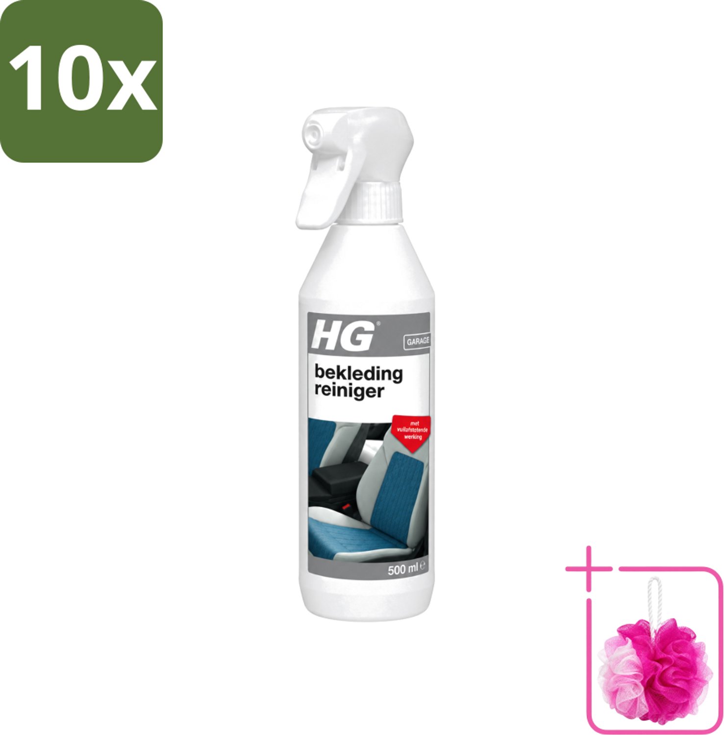 10 x HG - Garage - Bekledingreiniger - Met Vuilafstotende Werking - 500 ml - Bulkverpakking - Bekleding reinigen - Douchemop - Vlekken verwijderen