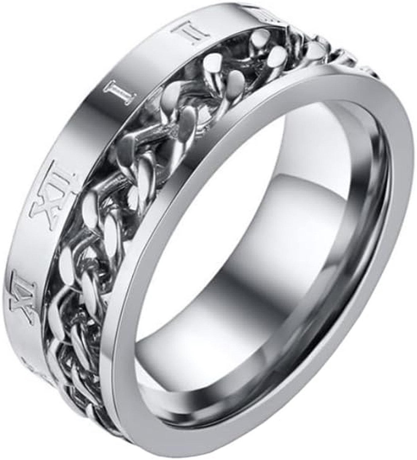 Heren ring Cuban Link Roman Numeral Silver-18mm