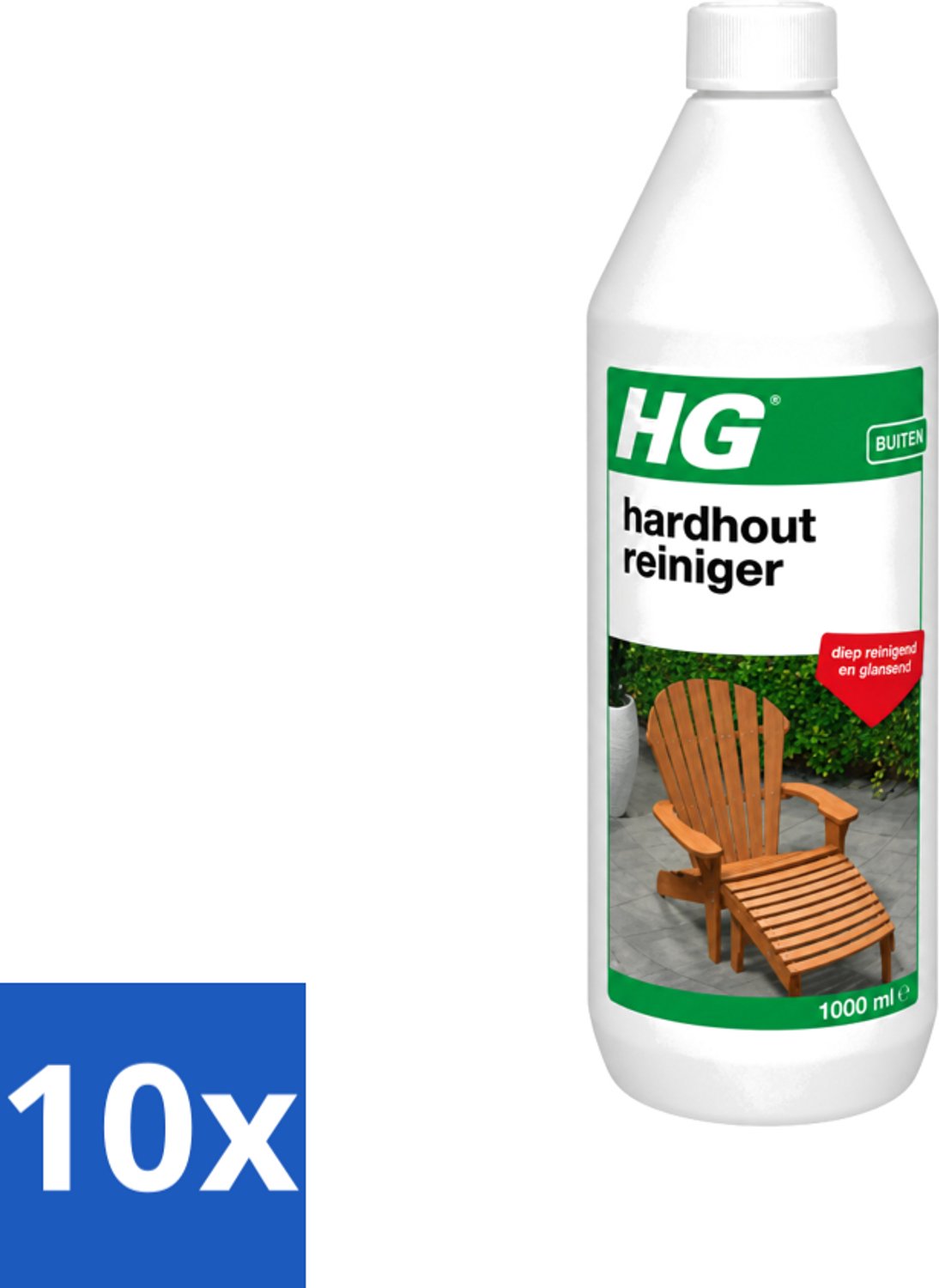 10 x HG - Buiten - Hardhout Reiniger - Diep Reinigend - 1L - Voordeelverpakking - 10 stuks