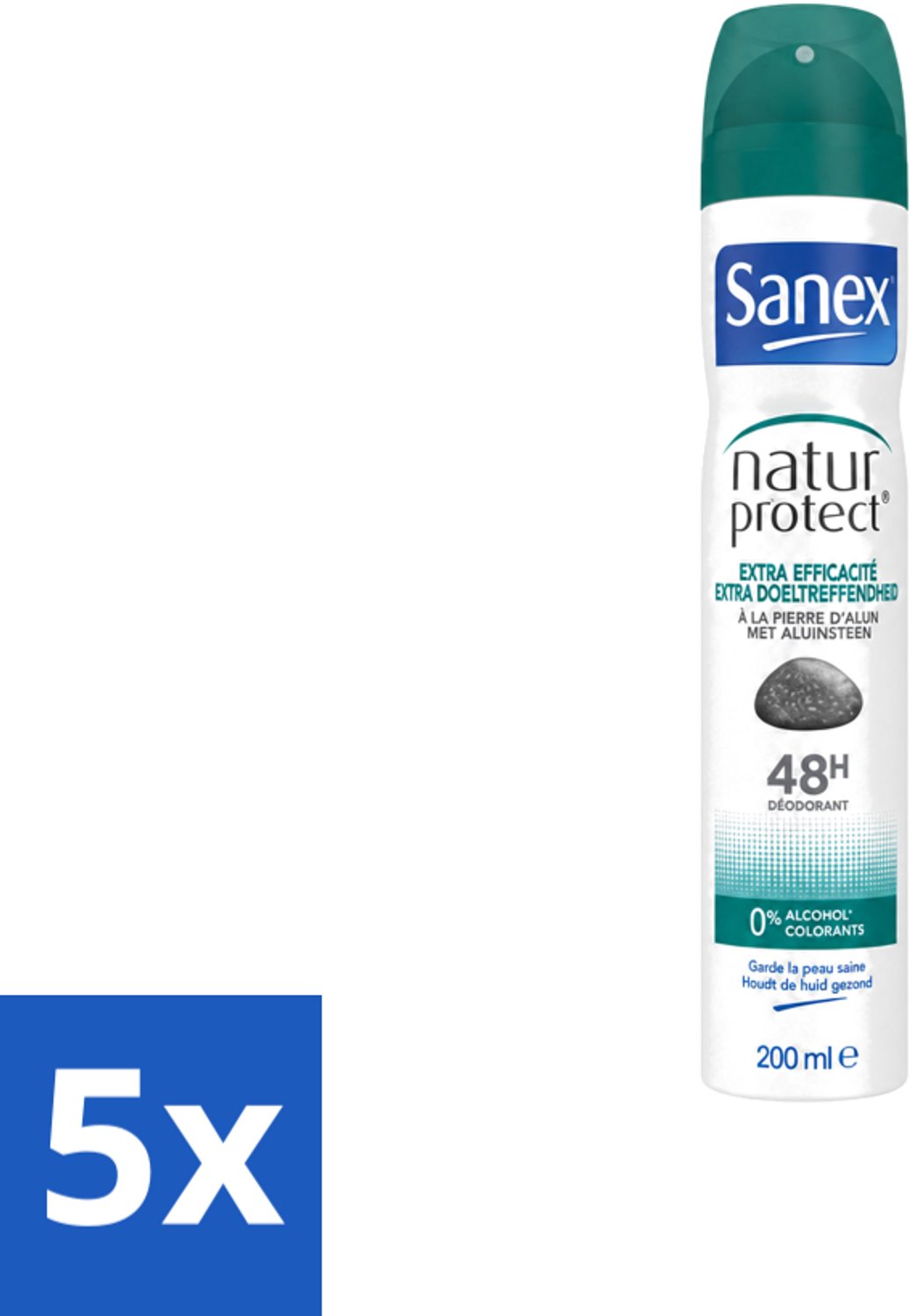 5 x Sanex – Deodorant Spray – Aluinsteen – 200 ml - Voordeelverpakking - 5 stuks