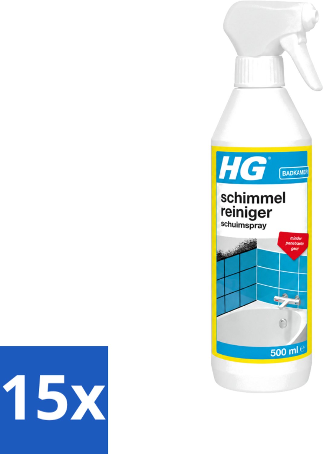 15 x HG - Sanitair - Schimmelreiniger - Schuimspray - 500 ml - Voordeelverpakking - 15 stuks