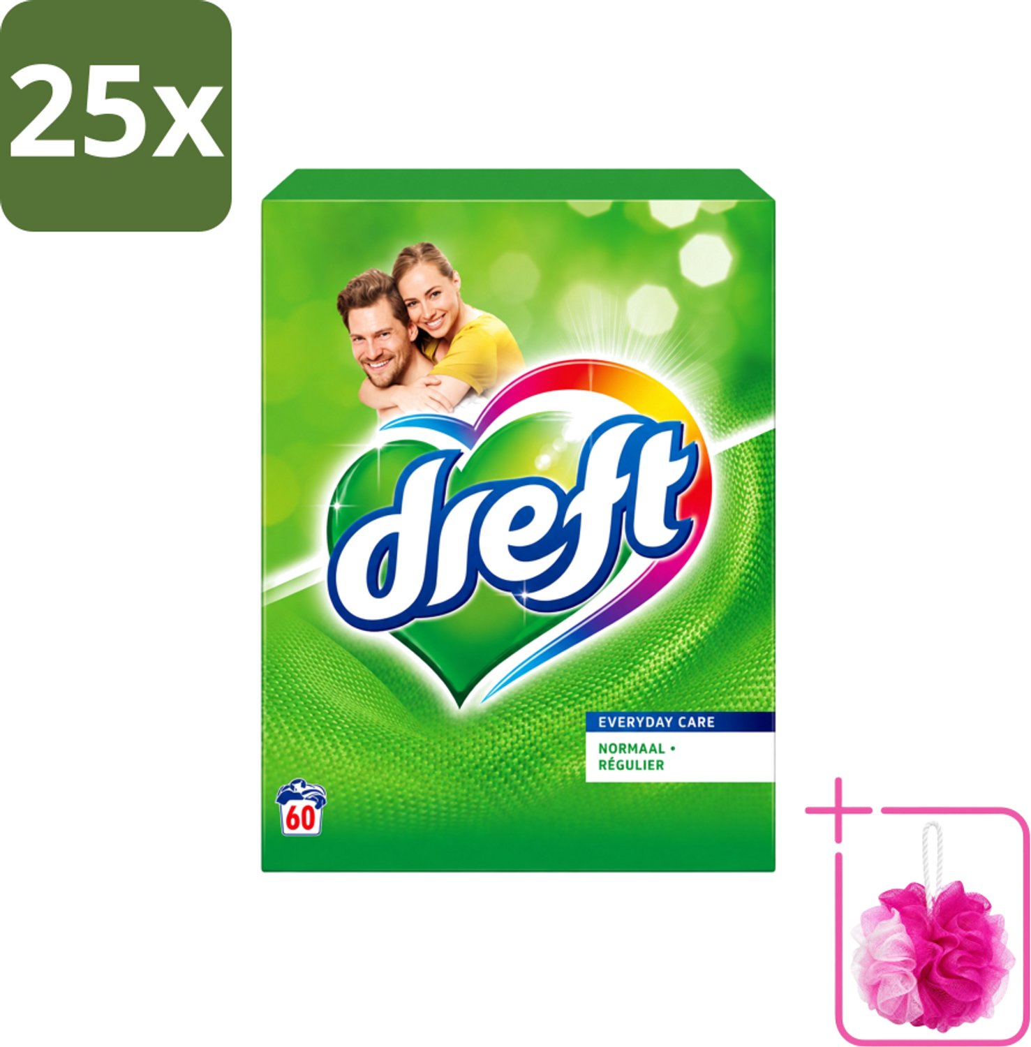 25 x Dreft - Everyday Care - Waspoeder - Gekleurde Was - Original - 60 Wasbeurten - Bulkverpakking - Waspoeder - Douchemop - Gekleurde was