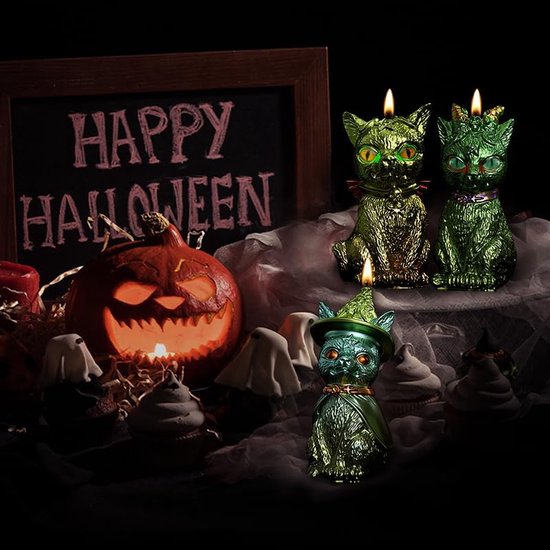 3 stuks siliconen kaarsvorm magische kat Halloween kaars hars mal diervormige epoxy gietvorm voor doe-het-zelf ambachtelijke huisdecoratie chocolade snoep zeep handgemaakt cadeau — afbeelding 5
