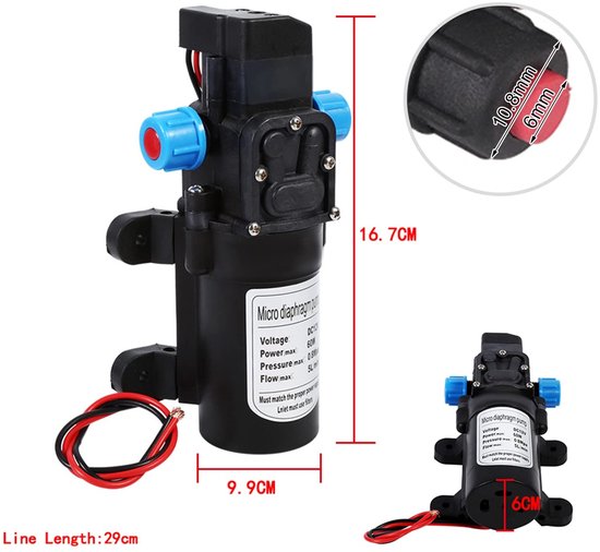 Hoge Druk Pomp 12V 160 - Automatische Waterpomp voor Auto, Boot, Caravan — afbeelding 2