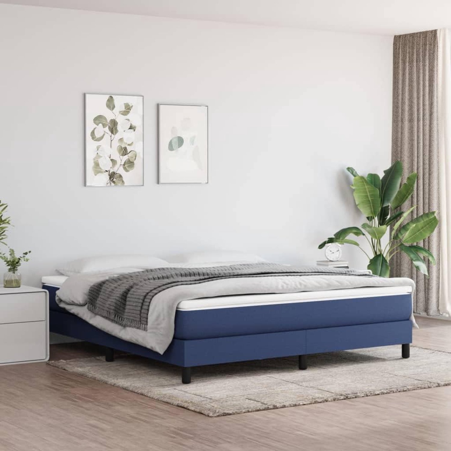 Stof ademend Boxspringbed Blauw 180x200 cm