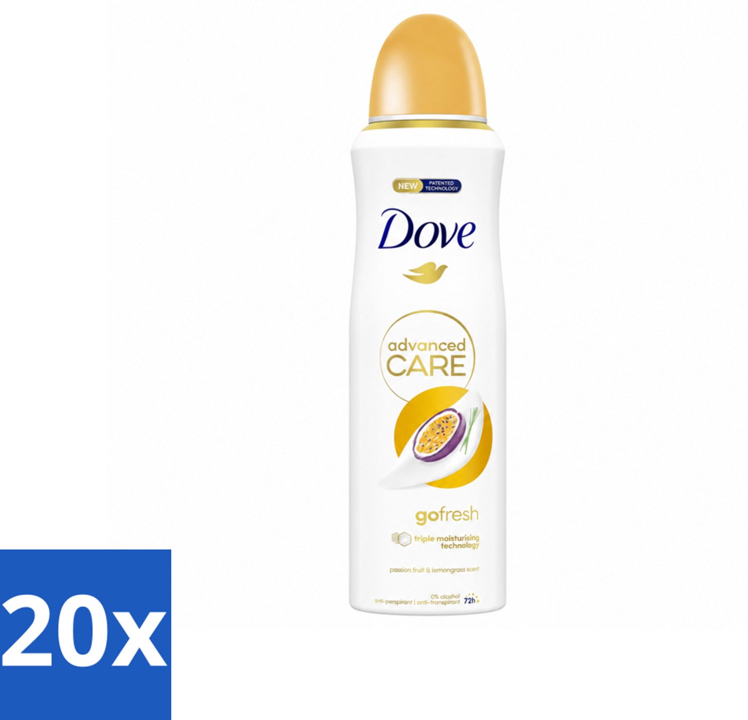 20 x Dove – Deodorant Spray – Go Fresh Passievrucht – 200 ml - Voordeelverpakking - 20 stuks