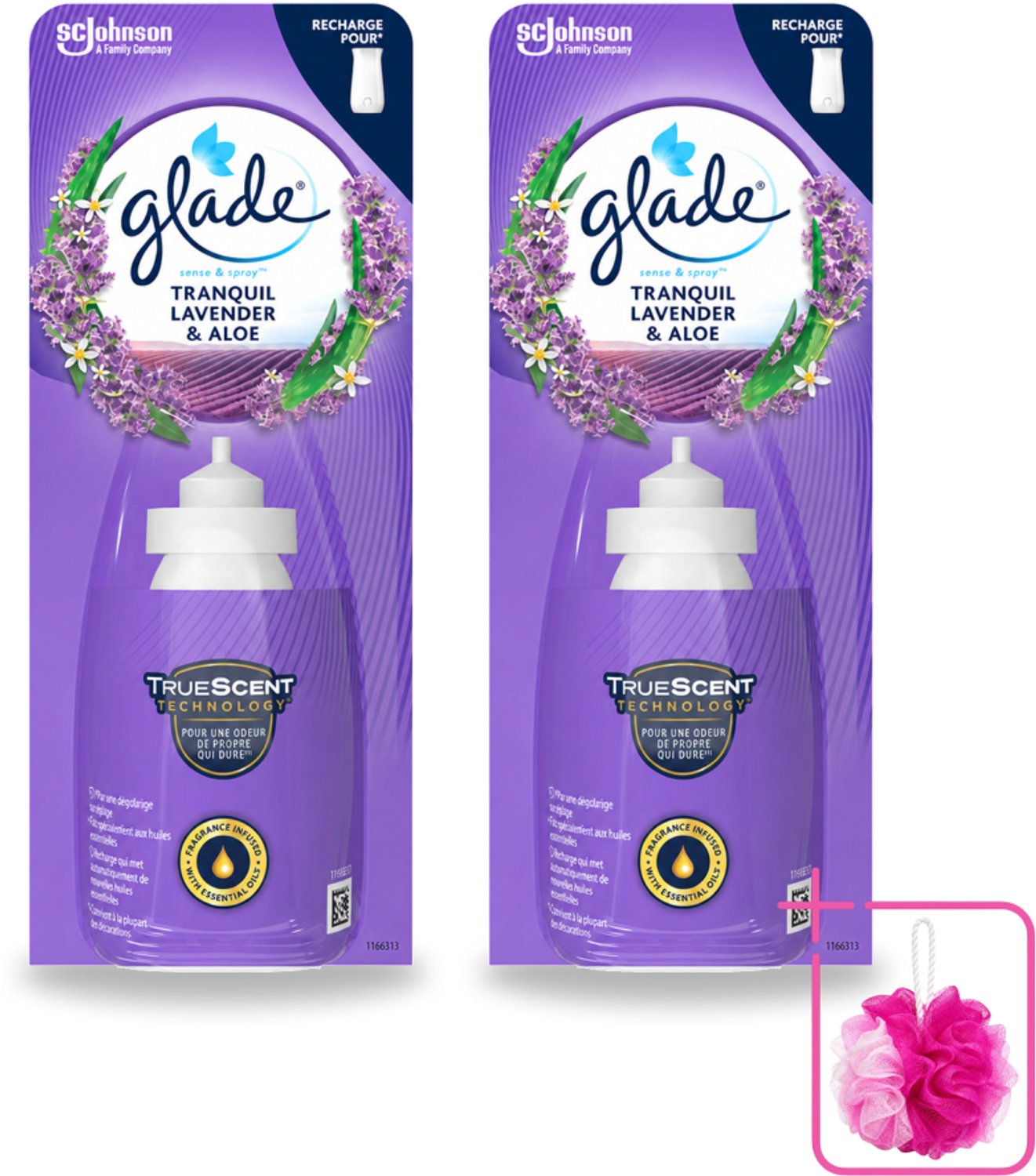2 x Glade - Sense & Spray Navulling - Tranquil Lavender & Aloë - 18 ml - Bulkverpakking - Geur - Douchemop - Rust