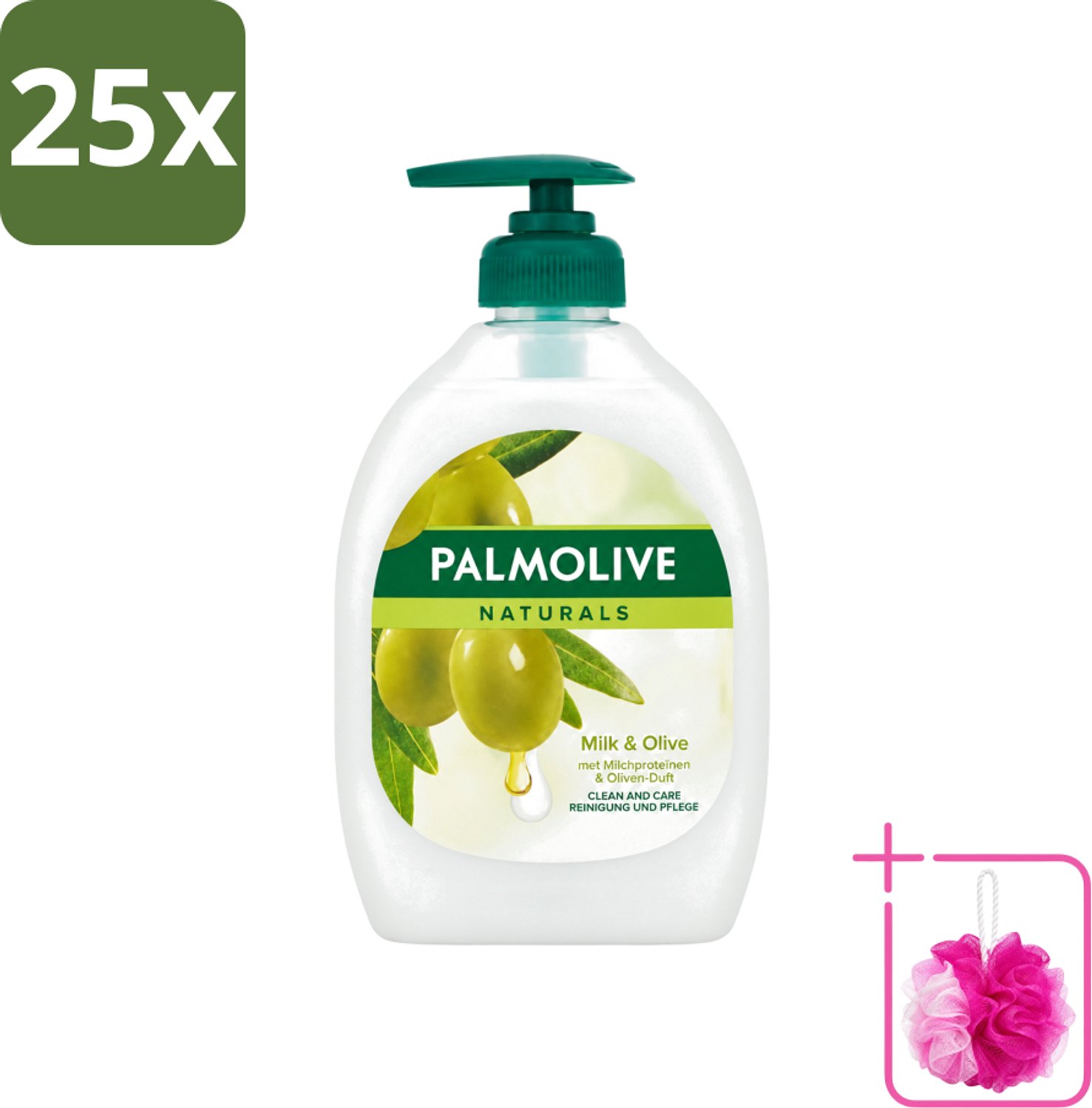 25 x Palmolive - Milk & Olive - Handzeep Met Pomp - Verzorgend & Mild - 500 ml - Bulkverpakking - Handzeep - Douchemop - Melk en olijf