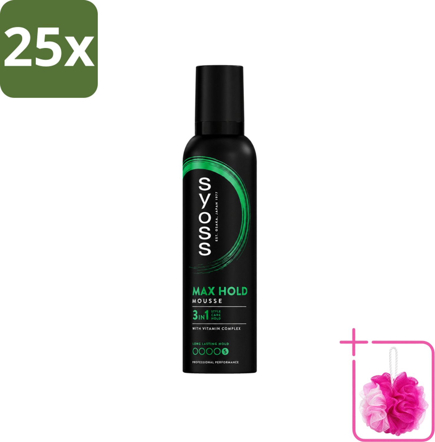 25 x Syoss - Max Hold - Haarmousse - Ultra Sterke Hold - 250 ml - Bulkverpakking - Haarmousse - Douchemop - Keratine
