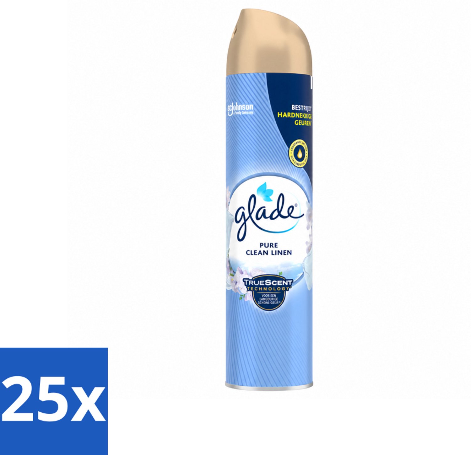 25 x Glade – Luchtverfrisser Spray – Pure Clean Linen – 300 ml - Voordeelverpakking - 25 stuks