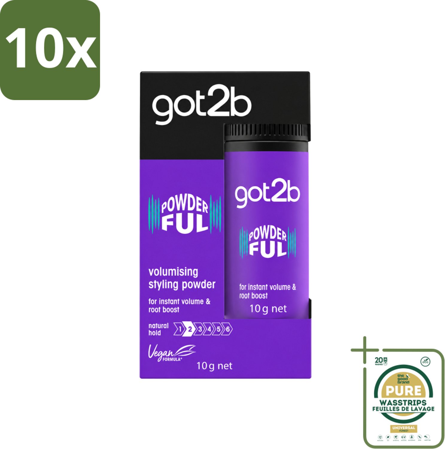 10 x Got2B - Stylingpoeder - Powderful - 10 g - Wasstrips - Haarvolumepoeder - Haartextuur - Haarkleur - Haarkleuring - Haartekstuur