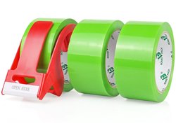 3 Rollen Pakkettape in Lichtgroen, Professionele Kwaliteit