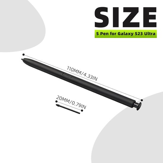 S23 Ultra vervangende pen, compatibel met S Pen, capacitieve precisiepen met 5 reservepunten, hoge gevoeligheid, voor Samsung Galaxy S23 Ultra 5G (zwart) — afbeelding 2