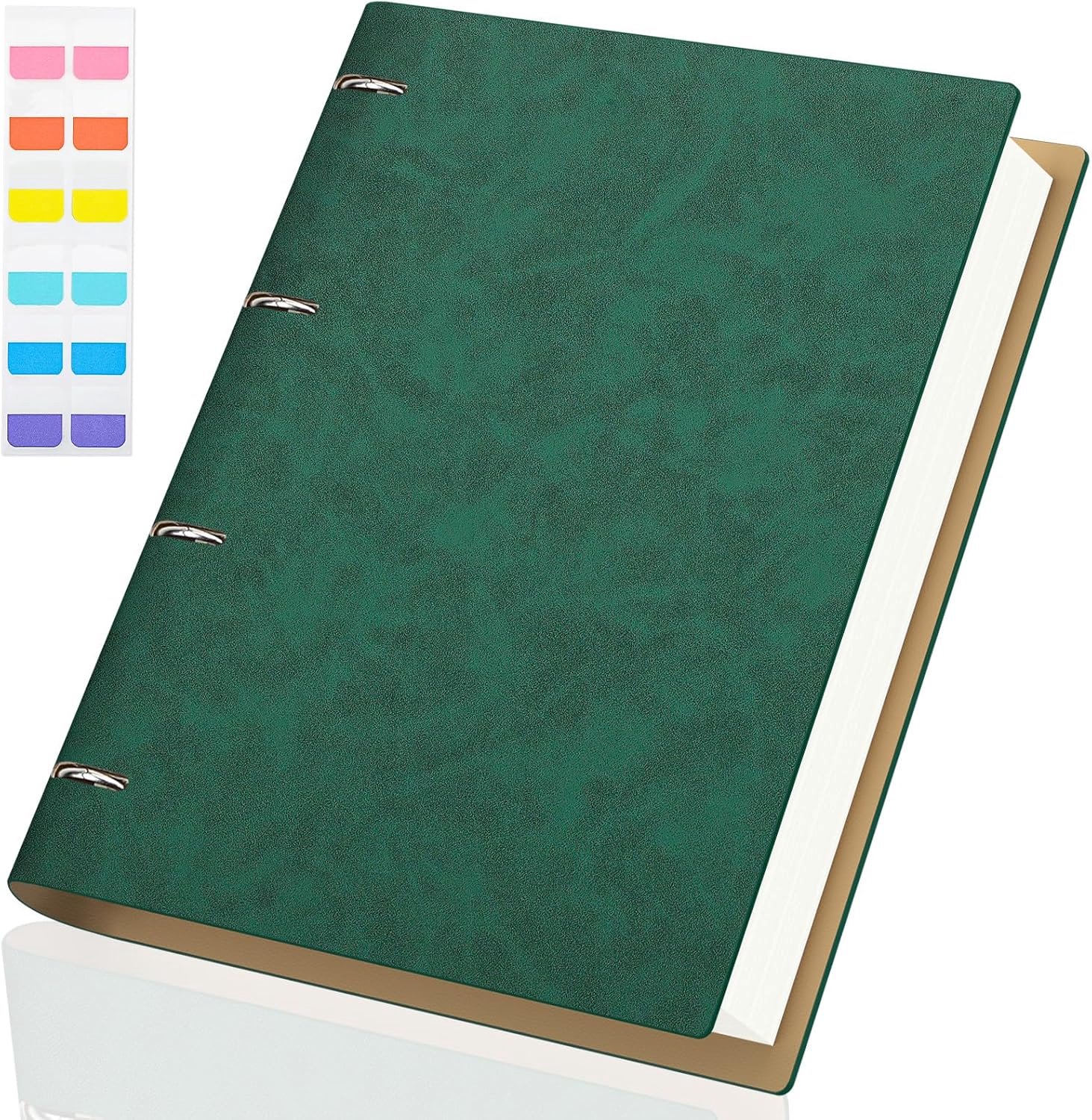 Navul Agenda 4 Ringen,Ringband Notebook Blank PU Leer Donkergroen