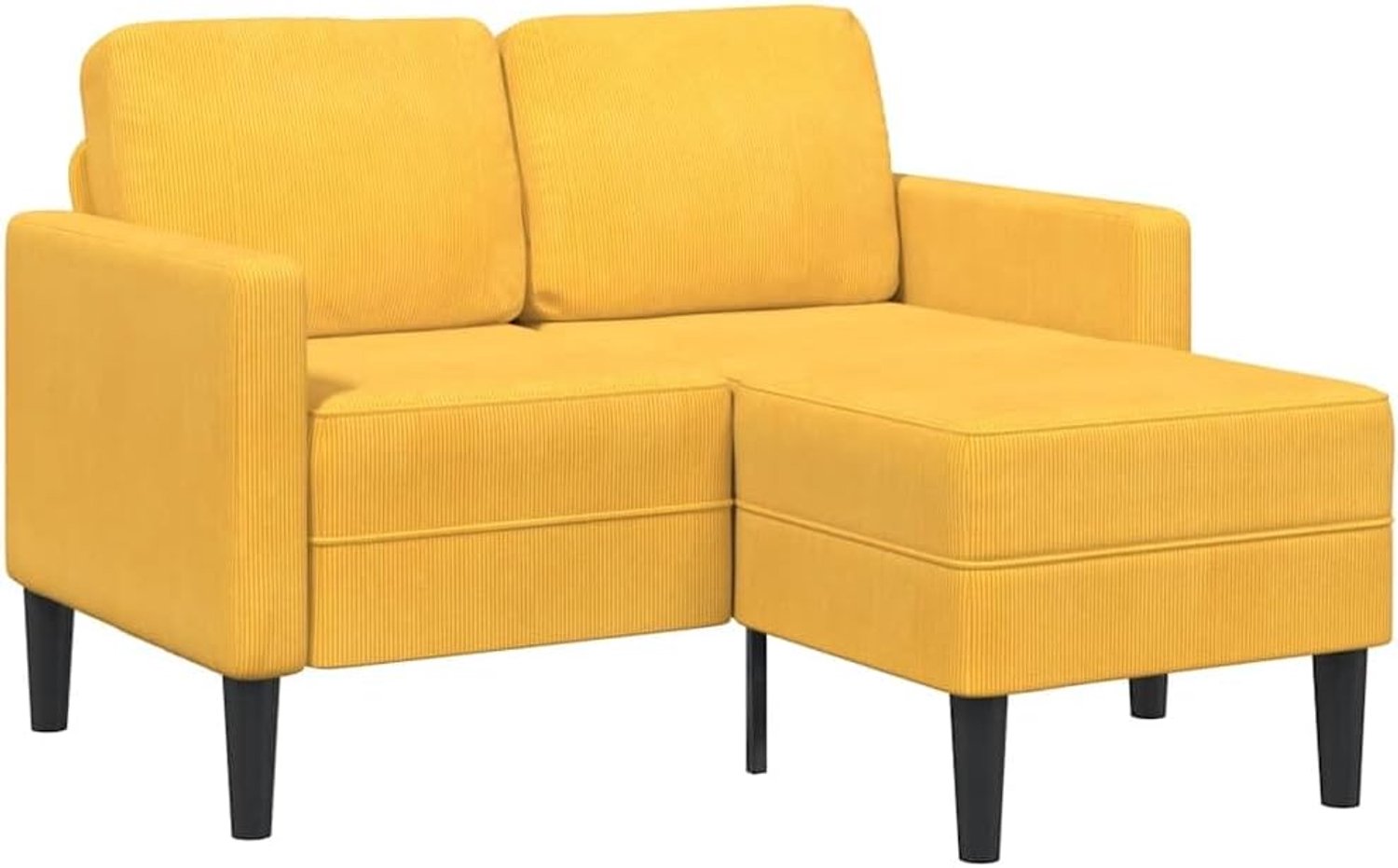 Bank met chaise longue 2-zits in lichtgeel 125 cm linnen stof, robuust metalen en massief houten frame, ruimtebesparend hoekontwerp voor de woonkamer, comfortabele bekleding