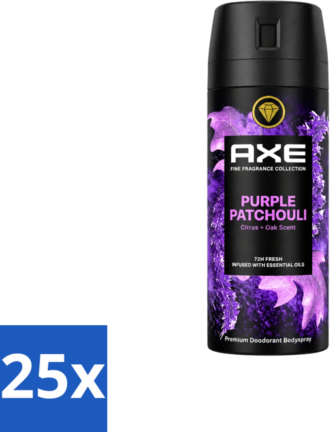 25 x AXE - Deodorant Spray - Purple Patchouli - Verfrissend - Kruidige Geur - 150 ml - Voordeelverpakking - 25 stuks
