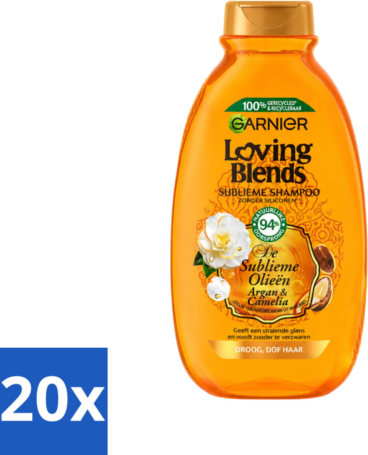 20 x Garnier - Loving Blends - Shampoo - Argan & Cameliaolie - Droog & Dof Haar - 300 ml - Voordeelverpakking - 20 stuks