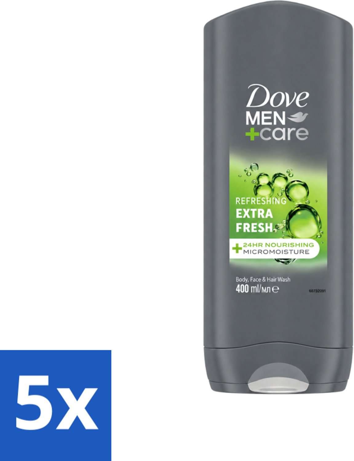 5 x Dove - Douchegel - Men+ Care Extra Fresh - Verfrissend - 400 ml - Voordeelverpakking - 5 stuks