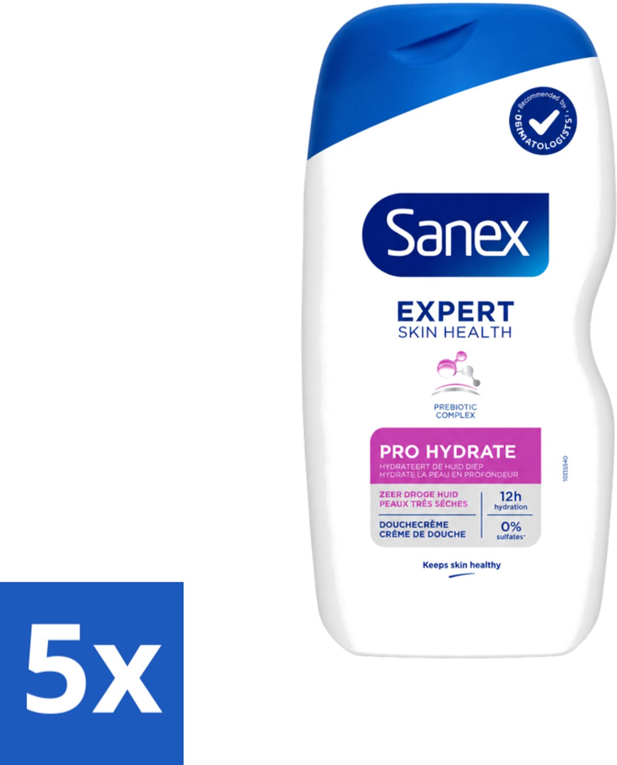 5 x Sanex - Douchegel - Expert Skin Health Pro Hydrate - Verzorgt de Droge Huid - 400 ml - Voordeelverpakking - 5 stuks