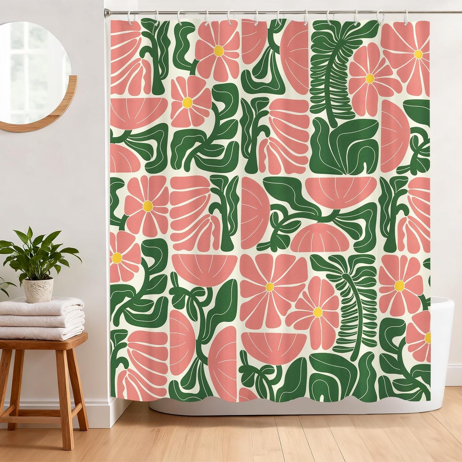 Schimmelwerend Douchegordijn met Bloemenpatroon 180 x 180 cm