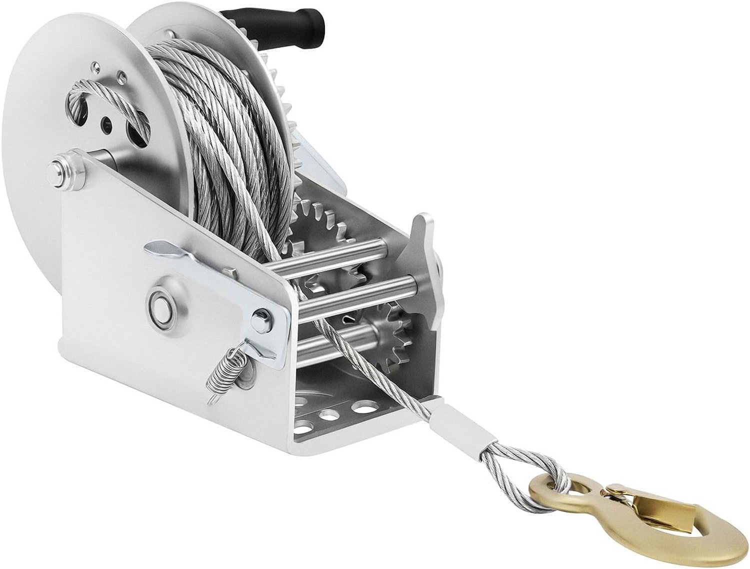 10 m handlier, 1500 kg kabellier, synthetisch touw, kan worden uitgetrokken, handlier met terugloopblokkering, softgrip, veiligheidsklep en kunststof touw zorgt voor aanhanger, auto, caravan
