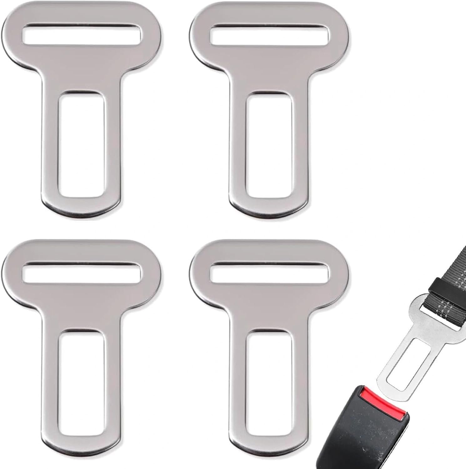 4 stuks veiligheidsgordelklemmen voor auto, veiligheidsbevestiging voor huisdieren, metalen verbindingsstuk, veiligheidsgordelsluiting voor alle rassen, honden en katten