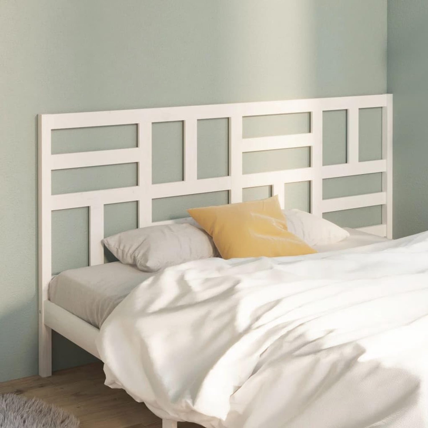 Grenen hoofdeinde wit 186 x 4 x 104 cm voor bedden zonder hoofdeinde - modern design voor slaapkamer - natuurlijk materiaal met rustieke look en rechte nerf