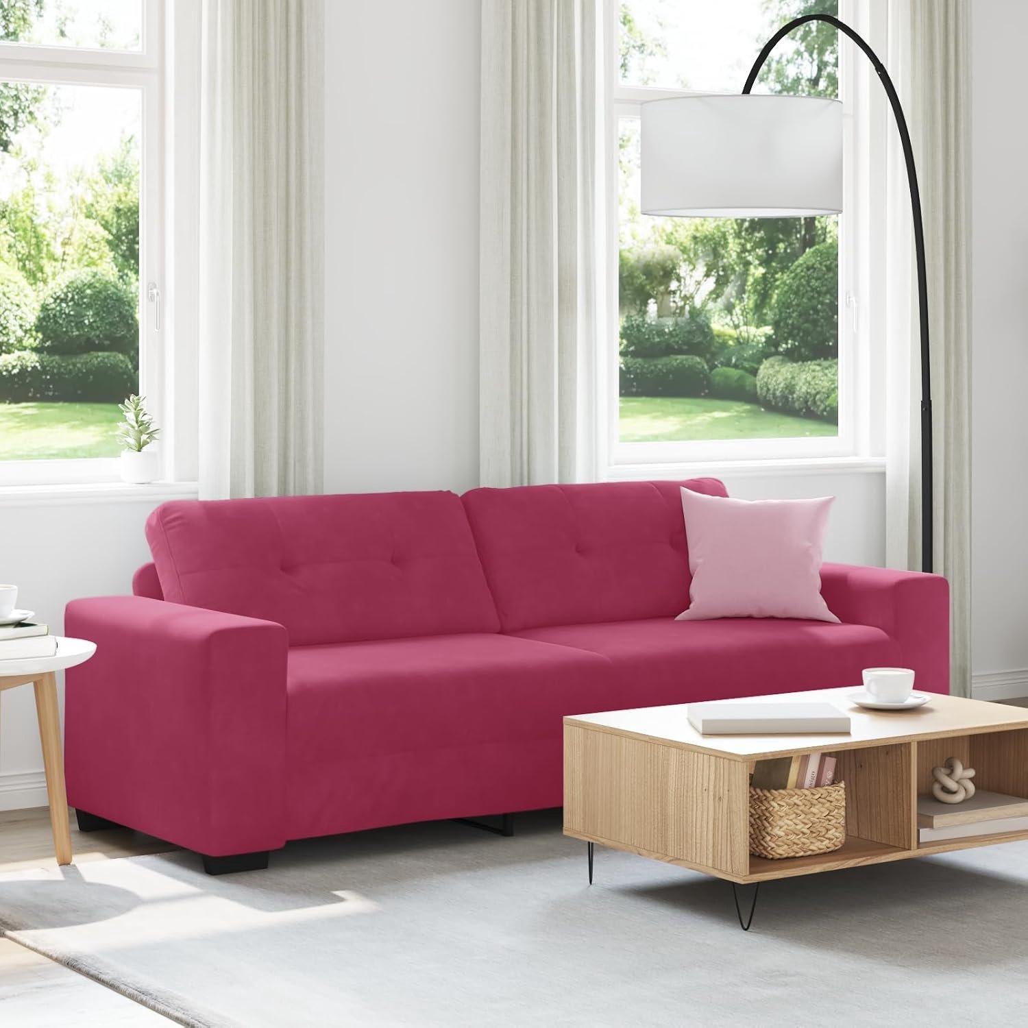3-zits fluwelen sofa in wijnrood 180 cm modern design met comfort voor woonkamer en huisbar luxe zachte stof en elegante kleur stijlvol gestoffeerde meubels