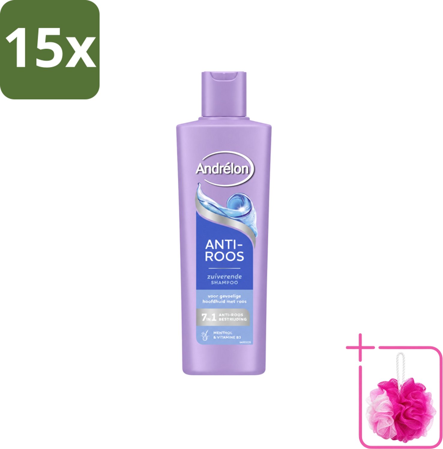 15 x Andrélon – Shampoo – Anti Roos – 250 ml - Bulkverpakking - Roos haar - Douchemop - Roos hoofdhuid