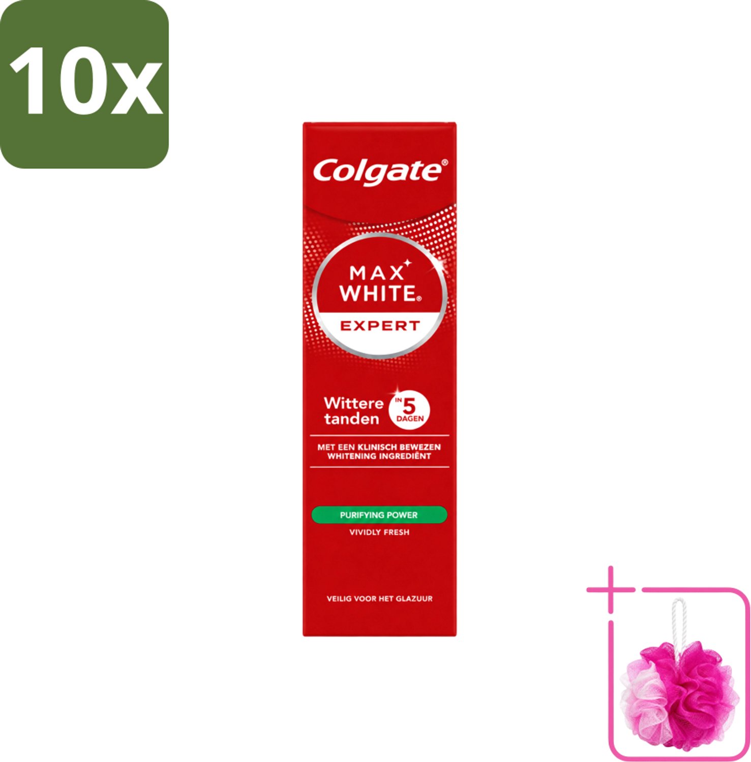 10 x Colgate – Max White Expert Purifying Power – Tandpasta – 75 ml - Bulkverpakking - Tandpasta - Douchemop - Witte tanden