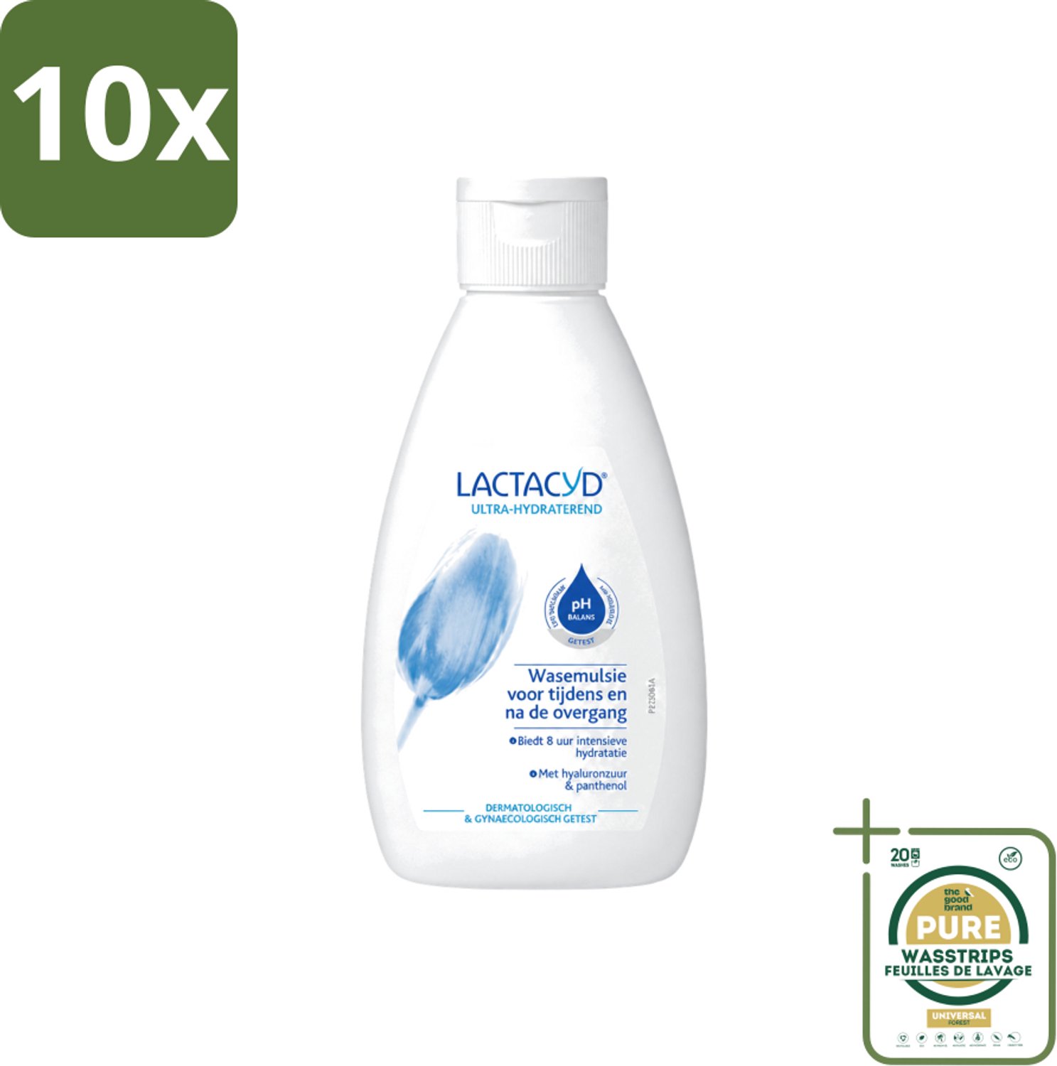 10 x Lactacyd – Ultra Hydraterend – Voor tijdens en na de overgang – 200 ml - Wasstrips - Intieme Verzorging - Overgang - Hydratatie - Droogheid - Jeuk