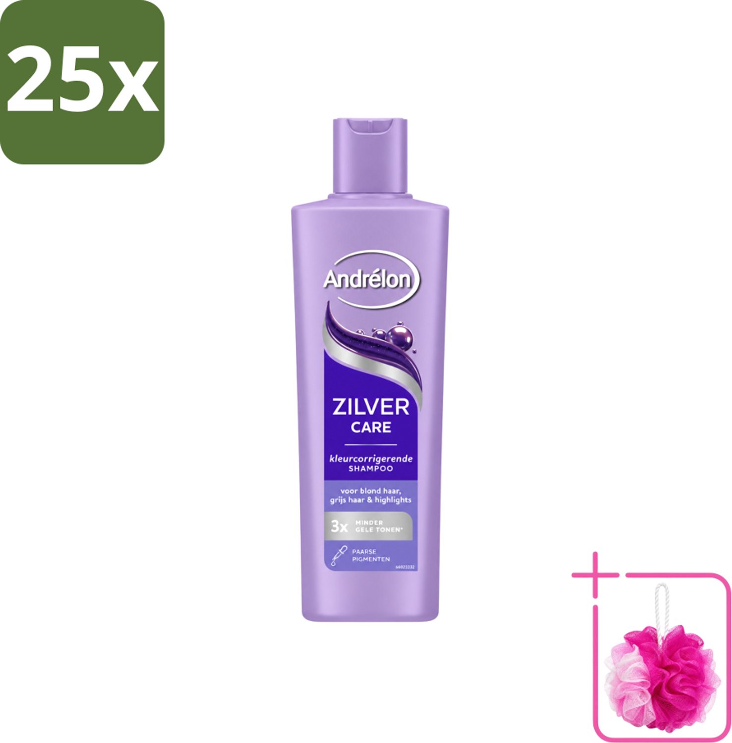 25 x Andrélon – Shampoo – Zilver Care – 250 ml - Bulkverpakking - Zilver Care Shampoo - Douchemop - Koele haarkleur
