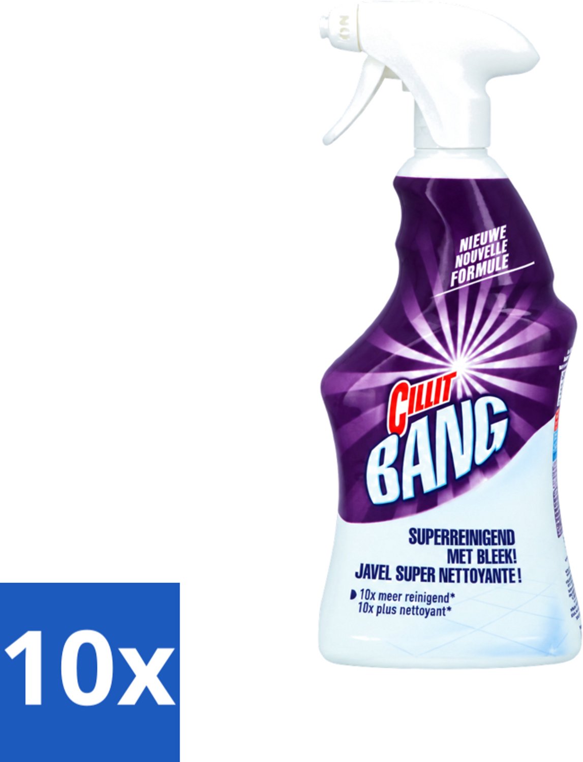 10 x Cillit Bang - Power Cleaner - Bleek & Hygiëne - Schoonmaakspray - Voor Vlekken en Aanslag - 750 ml - Voordeelverpakking - 10 stuks