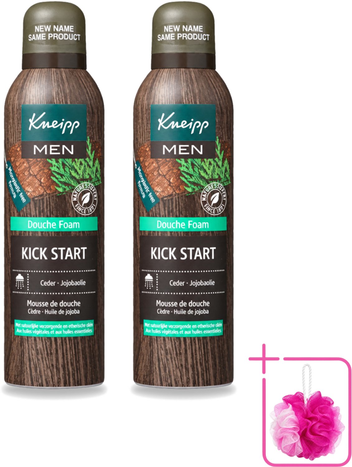 2 x Kneipp - Douchefoam - Ceder & Jojobaolie - Verzorgend - Vegan - 200 ml - Bulkverpakking - Douchefoam - Douchemop - Ceder