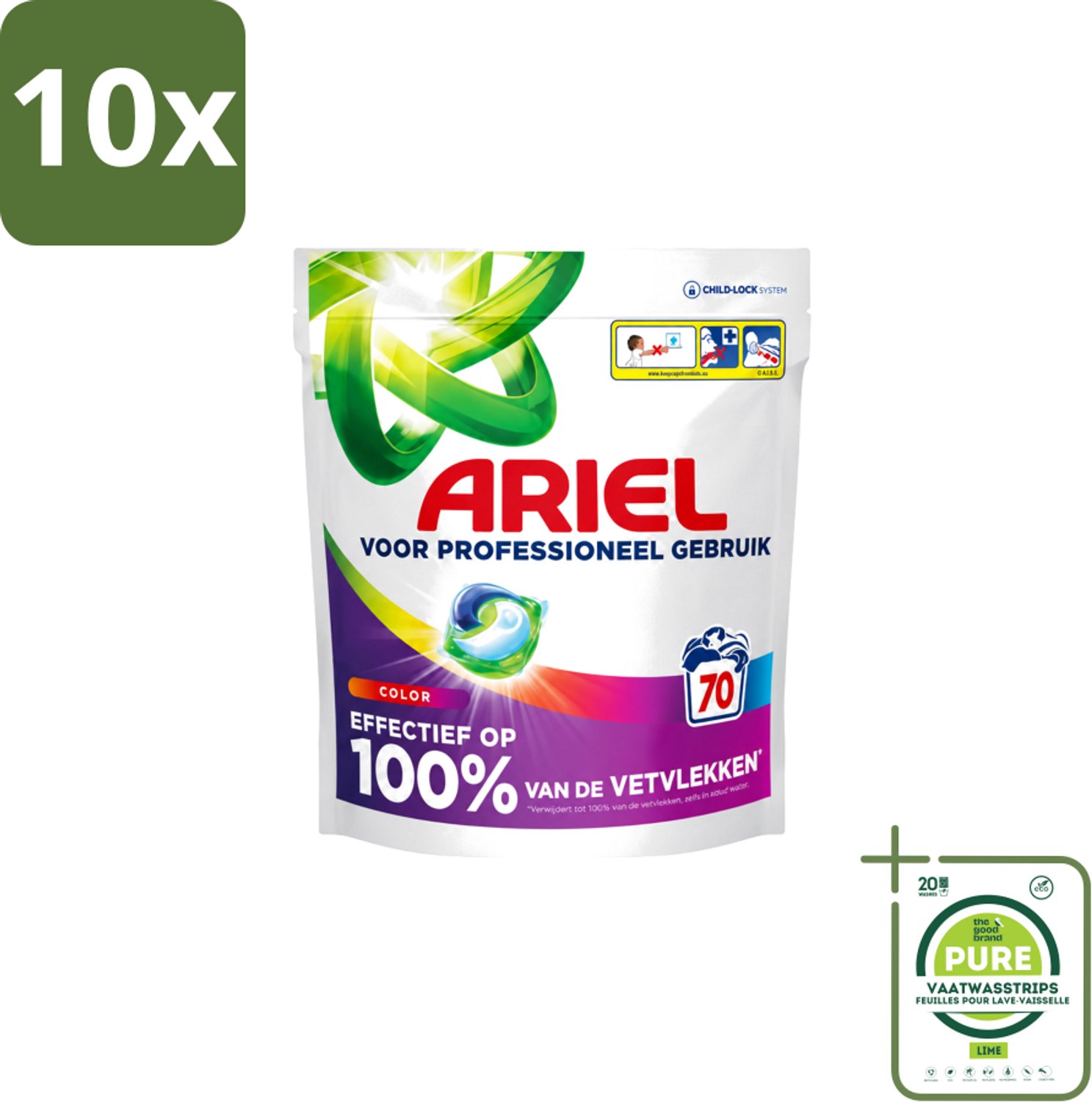 10 x Ariel – Wasmiddel Pods – All-in-1 Color – Kleurbehoud – 70 wasbeurten - Grootverpakking - Vaatwasstrips - Kleurbescherming - Wasmiddel - Wasbeurt - Wasmachine - Vlekverwijdering