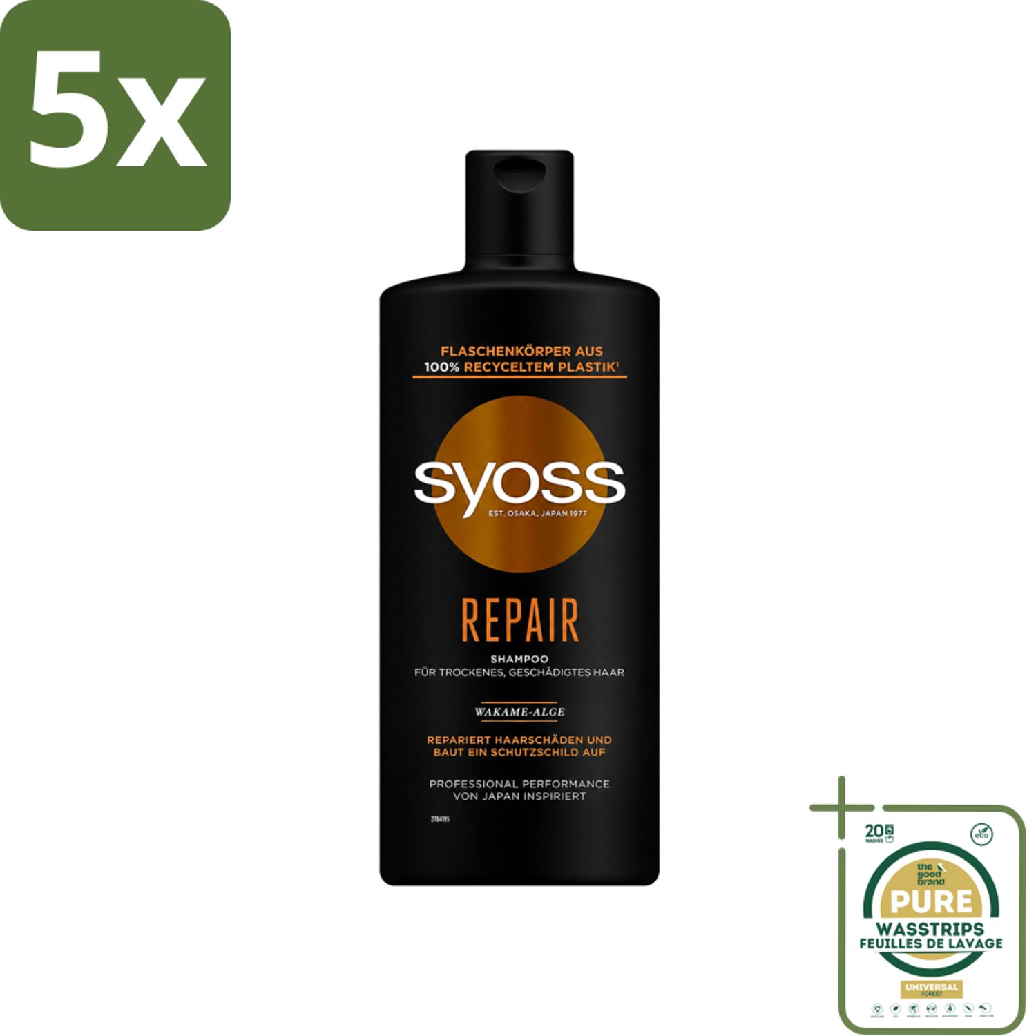 5 x Syoss Repair Shampoo - Shampoo - Herstel - 440 ml - Wasstrips - Herstel Haar - Beschadigd Haar - Haar Herstellen - Haar Versterken - Haar Hydrateren