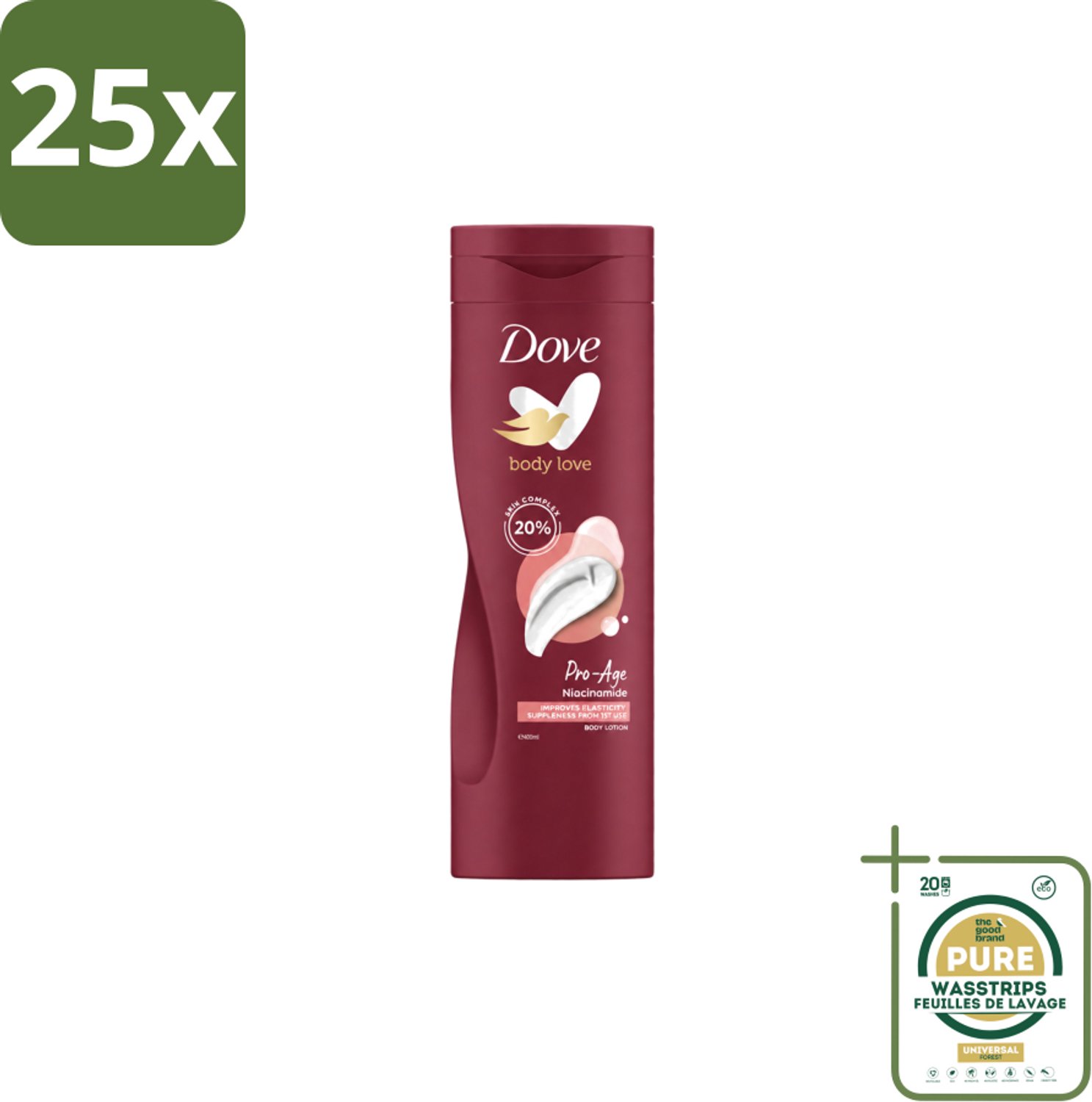 25 x Dove – Bodylotion – Body Love Pro Age – 400 ml - Wasstrips - Body Lotion - Huidverzorging - Hydratatie - AHA - Niacinamide
