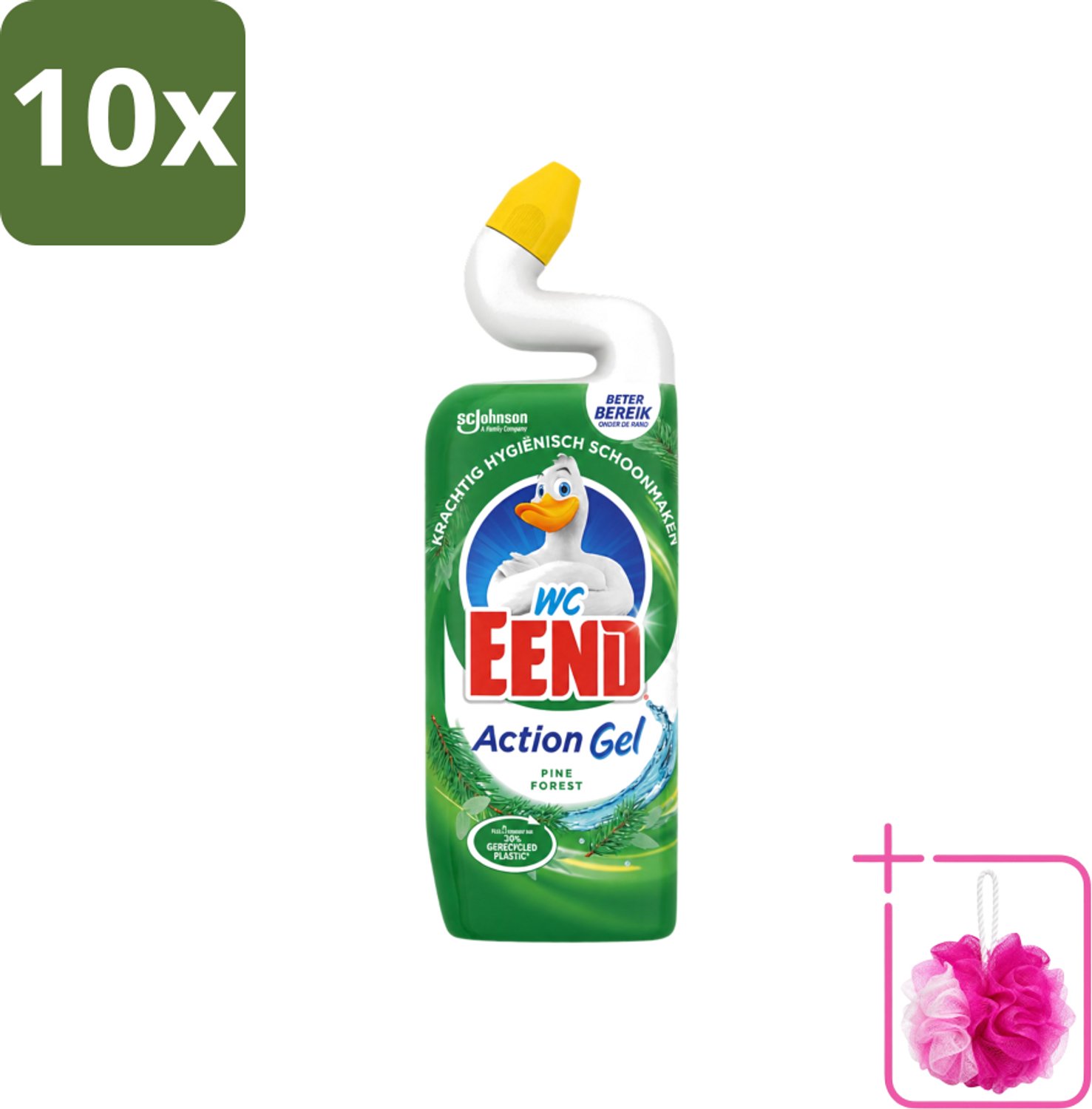 10 x WC Eend - Toiletreiniger - Action Gel - Pine Forest - Krachtige Reiniging & Frisse Dennengeur - 750 ml - Bulkverpakking - Toiletreiniger - Douchemop - Reinigingsgel