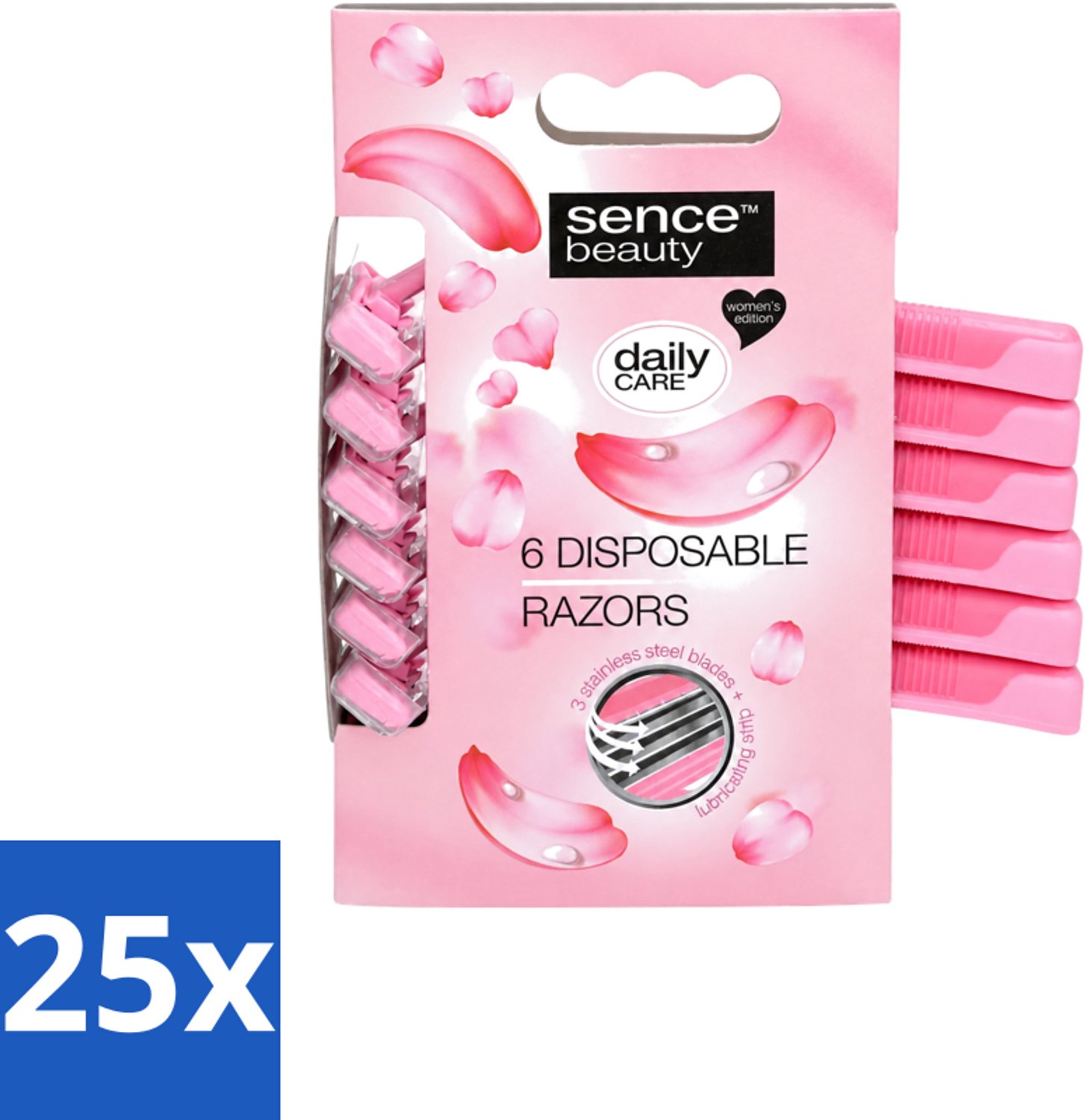 25 x Sence – Wegwerpscheermes – Glad Scheren – Comfort Grip – 6 Wegwerpscheermes - Voordeelverpakking - 25 stuks