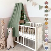 LILIMAUS Klamboe voor ledikant met gouden details - hemeltje babybed - mousseline katoen - 140 cm - groen