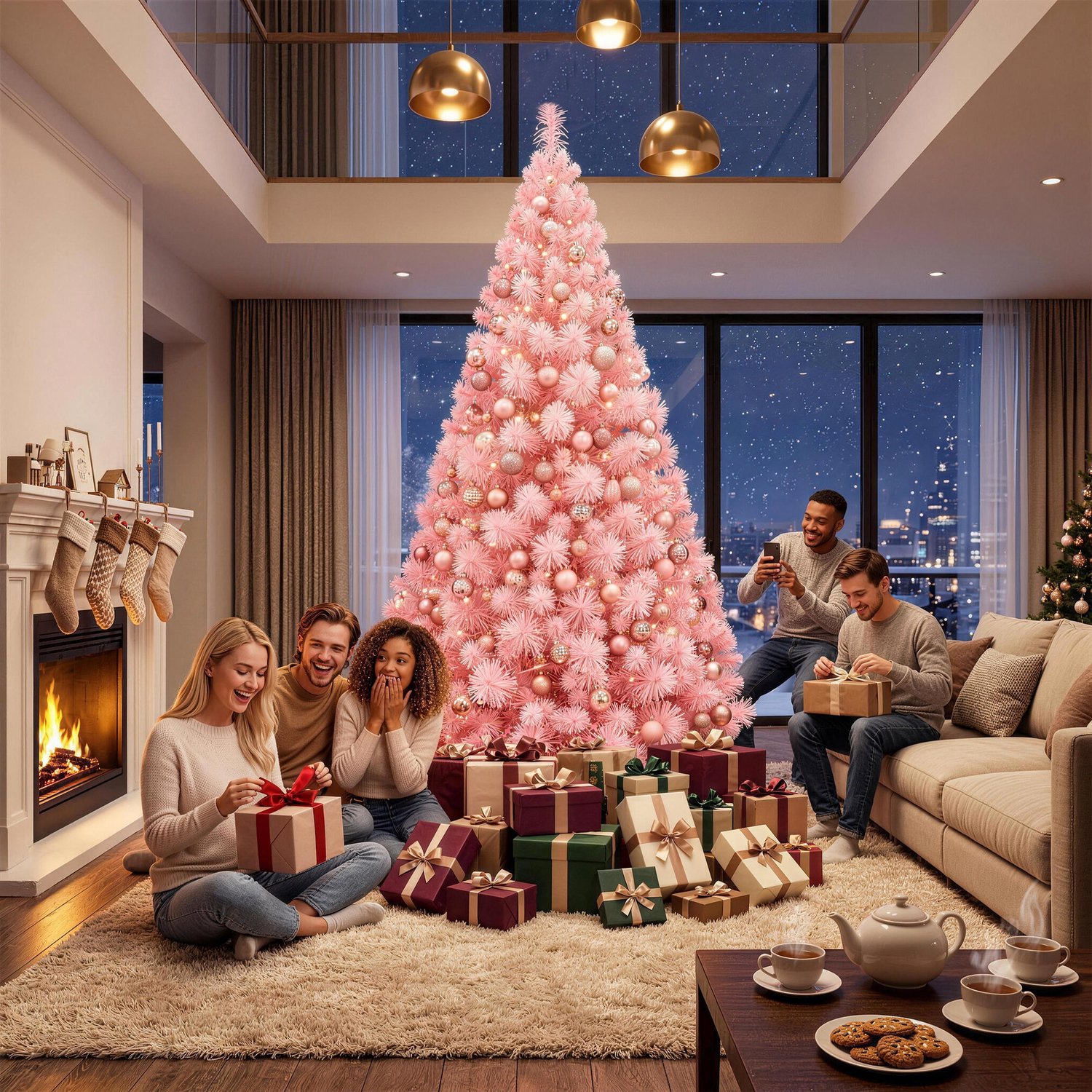Froadp 210CM Roze kunstkerstboom, vlamvertragend pvc, natuurlijk ogende naalden, stevige standaard van roestvrij staal/kunststof, herbruikbaar, eenvoudig te monteren; geschikt voor woonkamers, etalages en bedrijfspanden. – foto 8