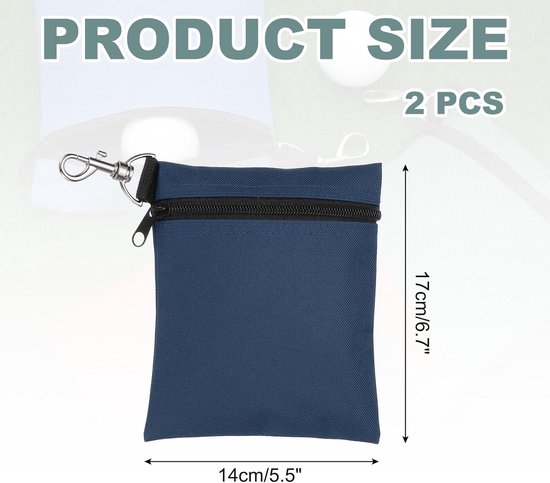 Golftheetas 5,5 x 6,7 inch - marineblauw - professionele ritssluiting - organizer voor golfaccessoires - 2 stuks - ServiceTopper — afbeelding 5