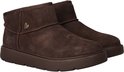 Bruine suède Skechers Keepsakes Cozy Mini Slip-Ins laarsjes met een gouden hartdetail.