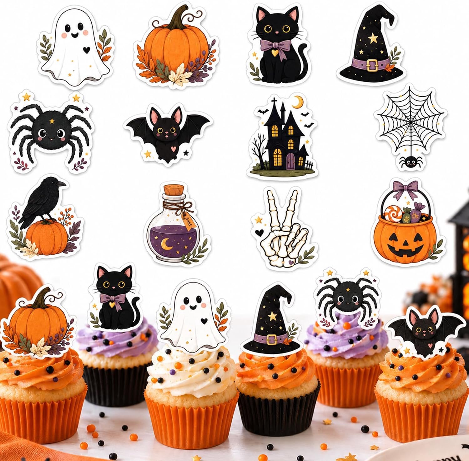 48 Stuks eetbaar papier voor taartdecoratie Halloween