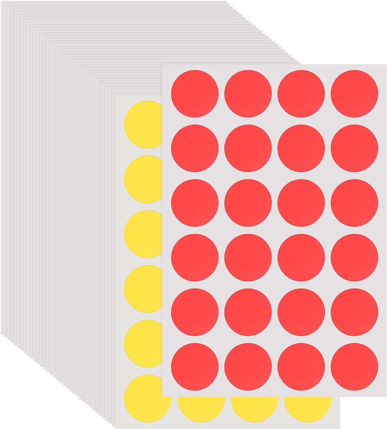 Stickers 19 mm - gekleurde cirkelstickers - rood en geel - zelfklevend voor kantoor en klaslokaal - 50 stuks - ServiceTopper