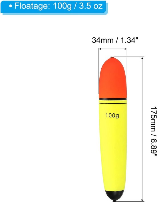 Vissen slip bobbers 3.5 oz - 2 stuks EVA visvlotter - geel - ideaal voor zeevissen en zoetwater m-winkel - m-winkel — afbeelding 5