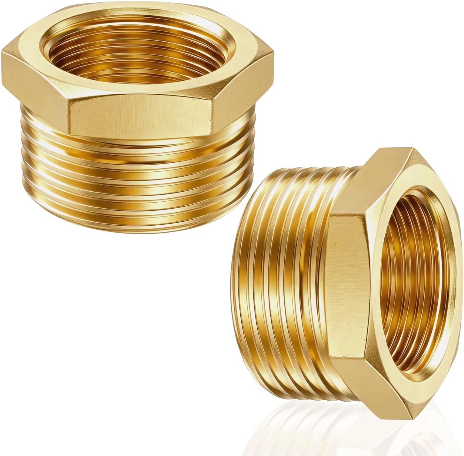 Messing verloopstuk 1" naar 3/4" - 32 mm x 25 mm - reductie schroefdraadfitting - geschikt voor afdichting - 2 stuks - ServiceTopper