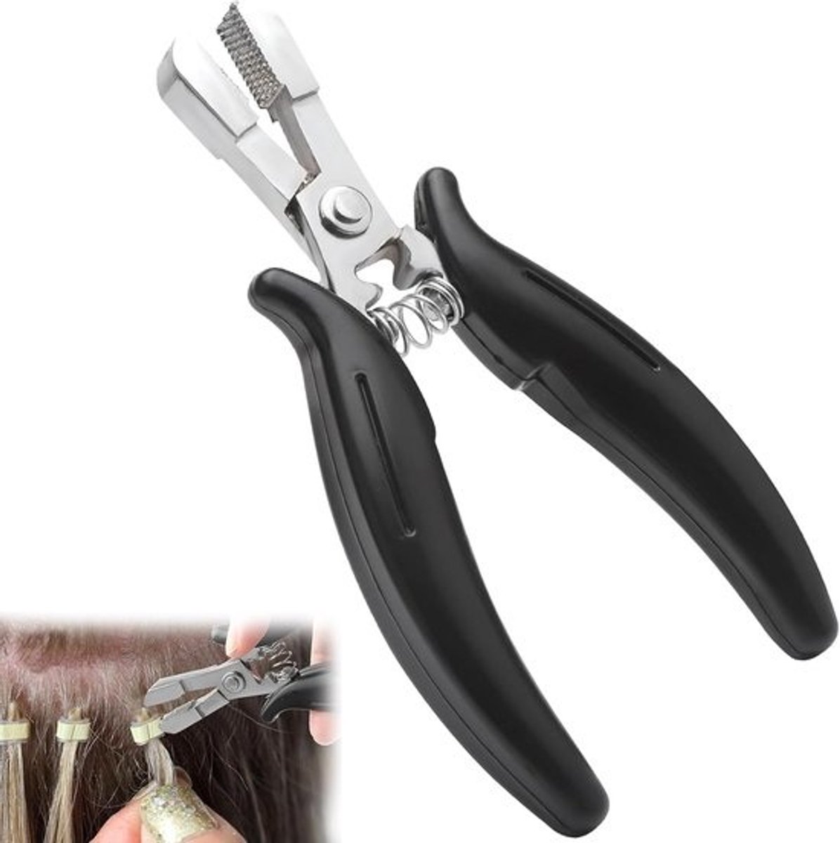 Haarverlenging Tang - Extensions Verwijderaar - Microringen Verwijderen - Wafelmond Grip - 20 cm Lengte - Zwart