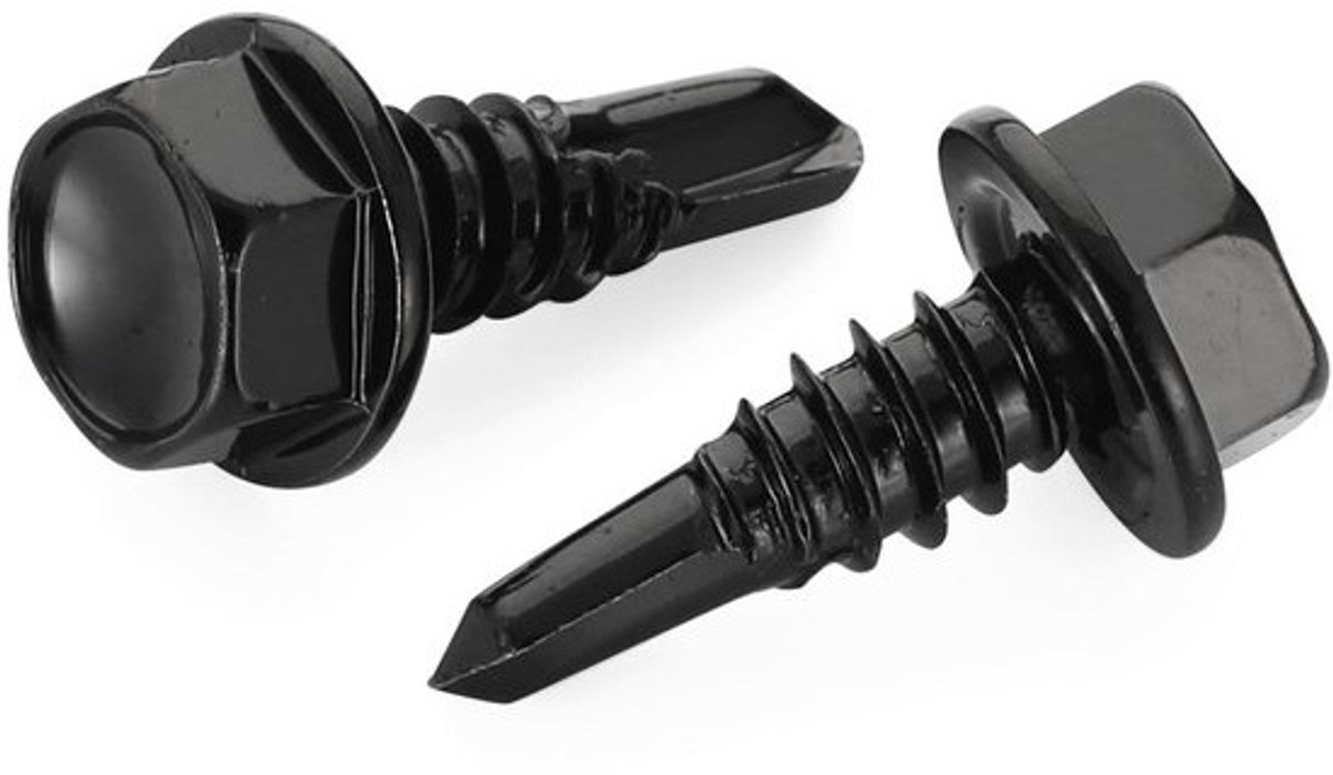 Zeskant Zelfborende Schroeven - Metaalschroeven Houtschroeven - Metaal Bevestigen - Zwart Oxide Coating - 5/8 Inch - Zwart